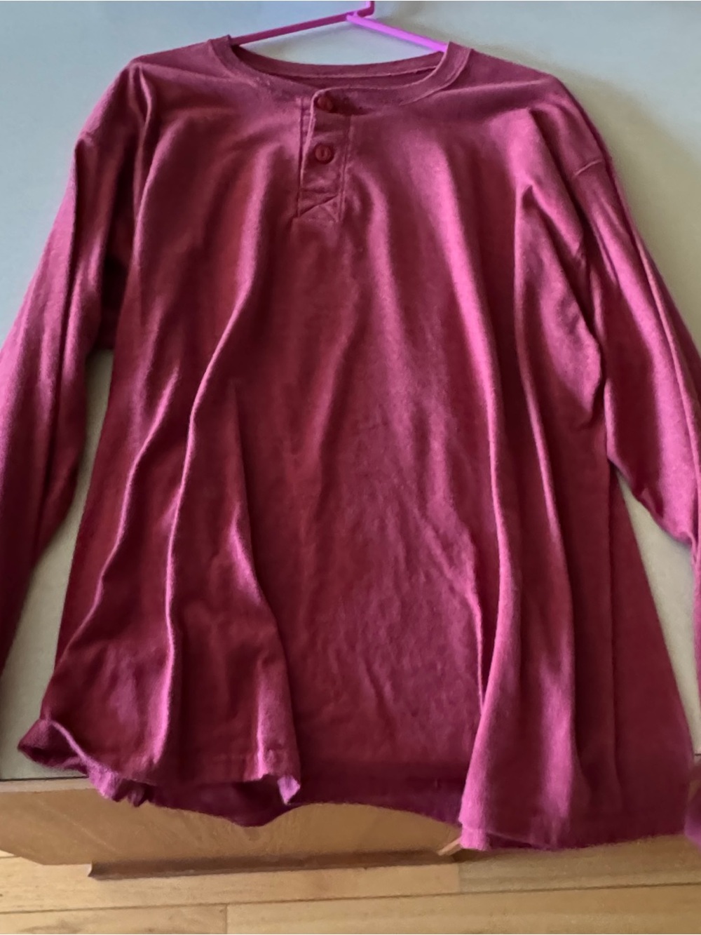 Men’s Long-Sleeve Henley Shirt - Red